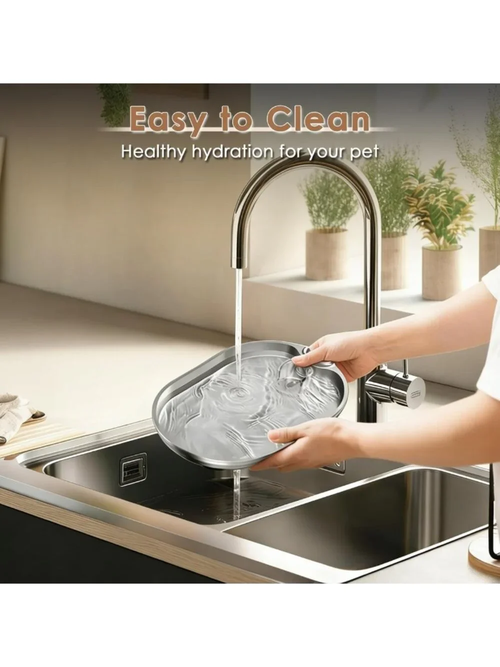 Automatic Stainless Steel Cat Water Fountain 74oz - Quiet Pet Dispenser with